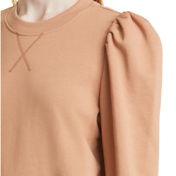 NWT $209 CAMI NYC Roberta Puff Sleeve Sweatshirt in Tawny - size Large! - Picture 4 of 6